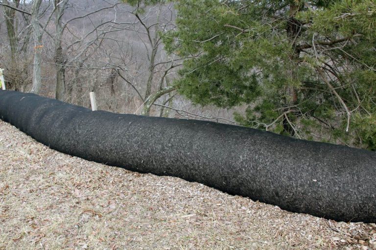 Sediment tubes installed on a construction site