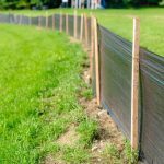 Silt Fence fabric with wooden posts