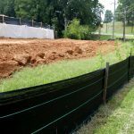 Silt fence erosion control at construction site