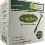 GreenStake biodegradable landscape staples in retail packaging