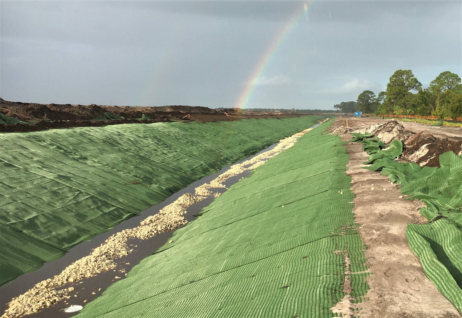 Turf reinforcement mats installed for permanent erosion control