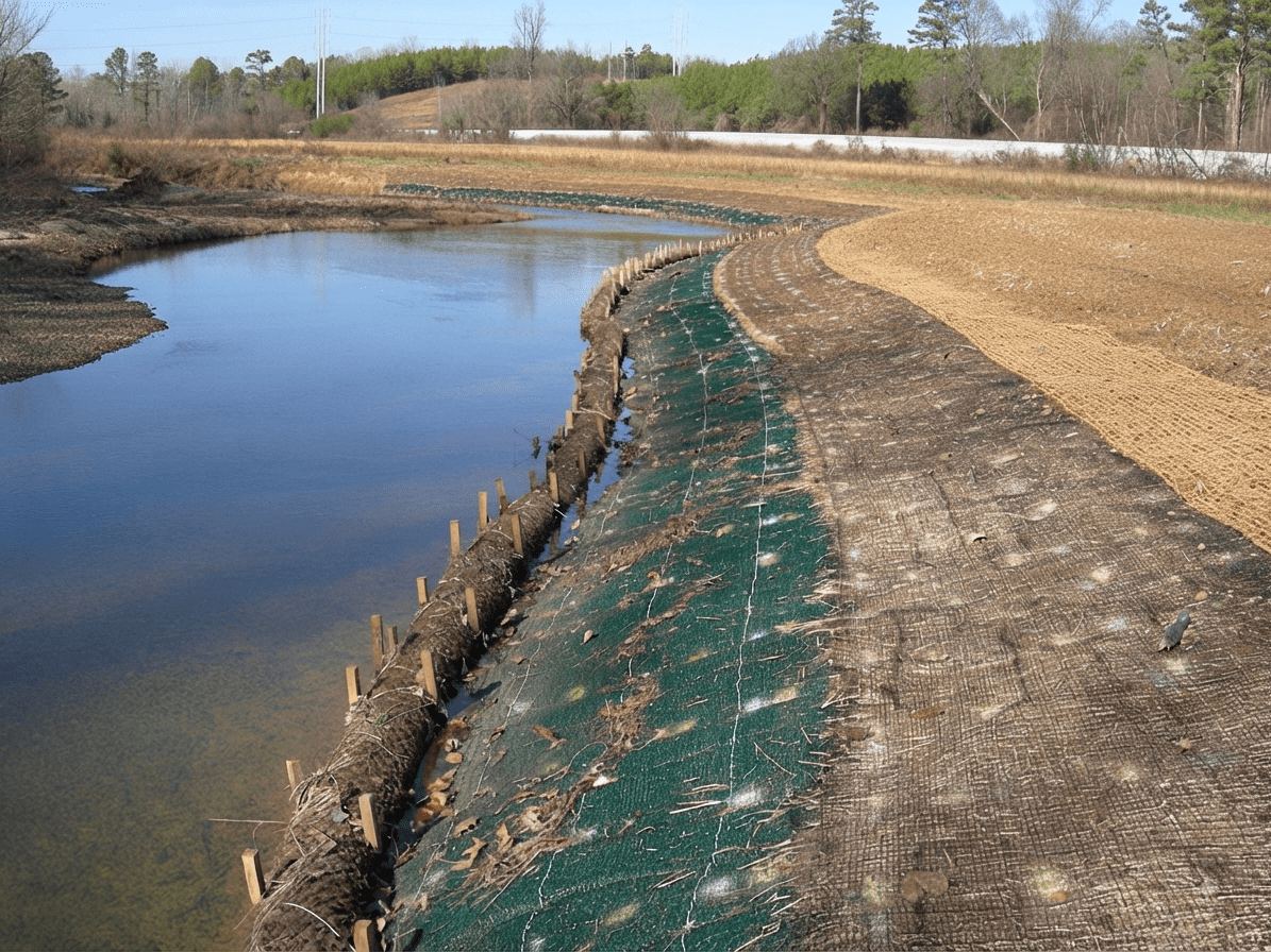 Established vegetation protecting an erosion-prone slope