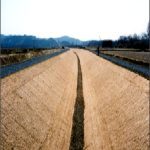 Coconut erosion control blanket Sc150 in a channel