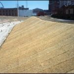 Straw erosion control blanket S150 on a slope